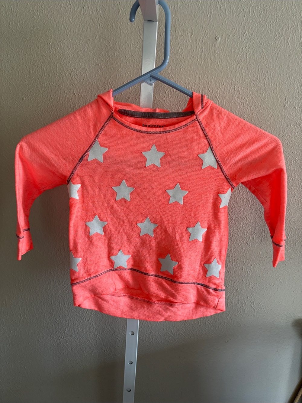 Toddler Size 2T Neon Coral Star Pullover Hoodie